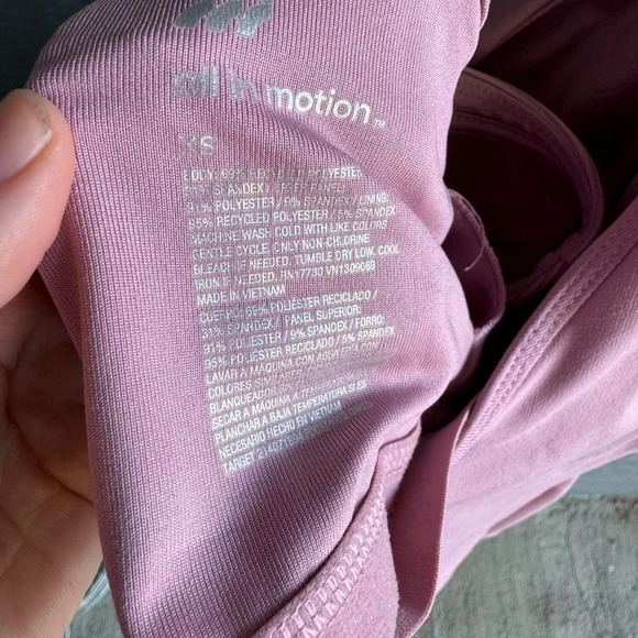 All In Motion Dusty Pink Activewear Tank Top Shelf Bra Pads Ribbed Scoop Back XS - Picture 7 of 7